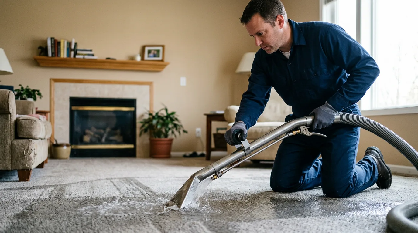 Water damage restoration technician working near Forestdale, RI